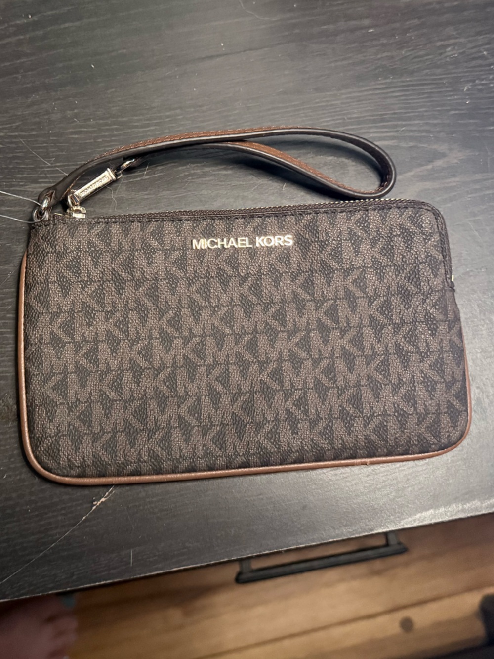 Michael Kors Brown Monogram Wristlet Clutch
